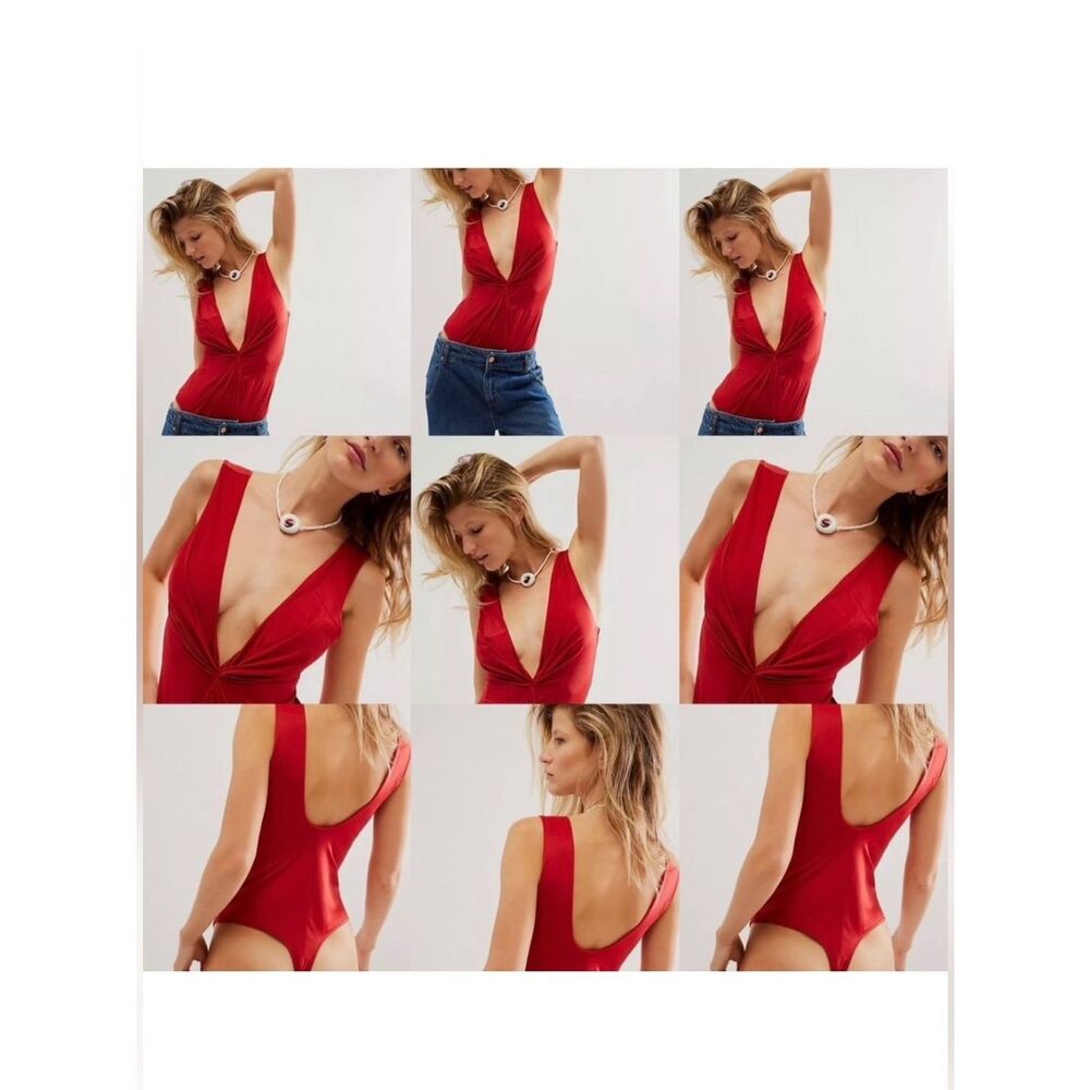 Free People Women's Set Me Up V Neck Bodysuit Size Medium - Picture 2 of 9